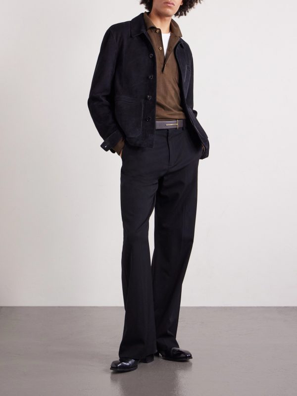 Piped Silk and Cotton-Blend Piqué Polo Shirt - OU Piped Silk and Cotton-Blend Piqué Polo Shirt - OU