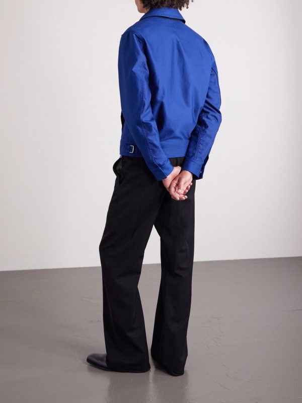 Slim-Fit Cotton-Satin Blouson Jacket - BK Slim-Fit Cotton-Satin Blouson Jacket - BK