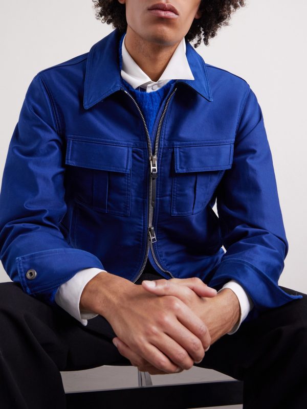 Slim-Fit Cotton-Satin Blouson Jacket - CU Slim-Fit Cotton-Satin Blouson Jacket - CU
