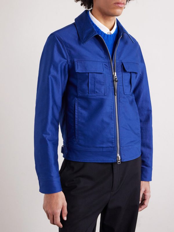 Slim-Fit Cotton-Satin Blouson Jacket - FR Slim-Fit Cotton-Satin Blouson Jacket - FR