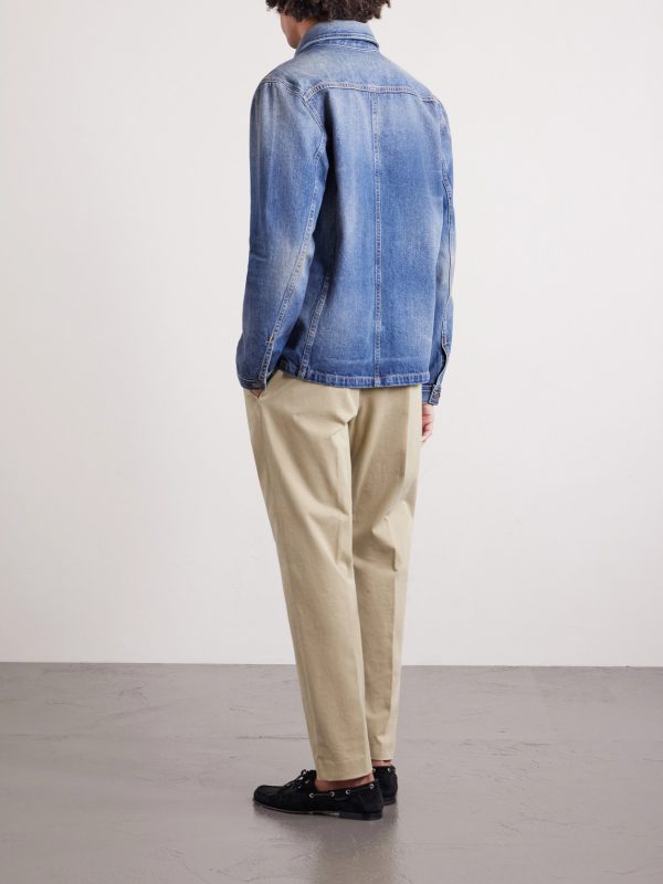 Tapered Cotton-Blend Twill Trousers - BK Tapered Cotton-Blend Twill Trousers - BK