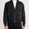 Leather-Trimmed Merino Wool Cardigan - FR Leather-Trimmed Merino Wool Cardigan - FR