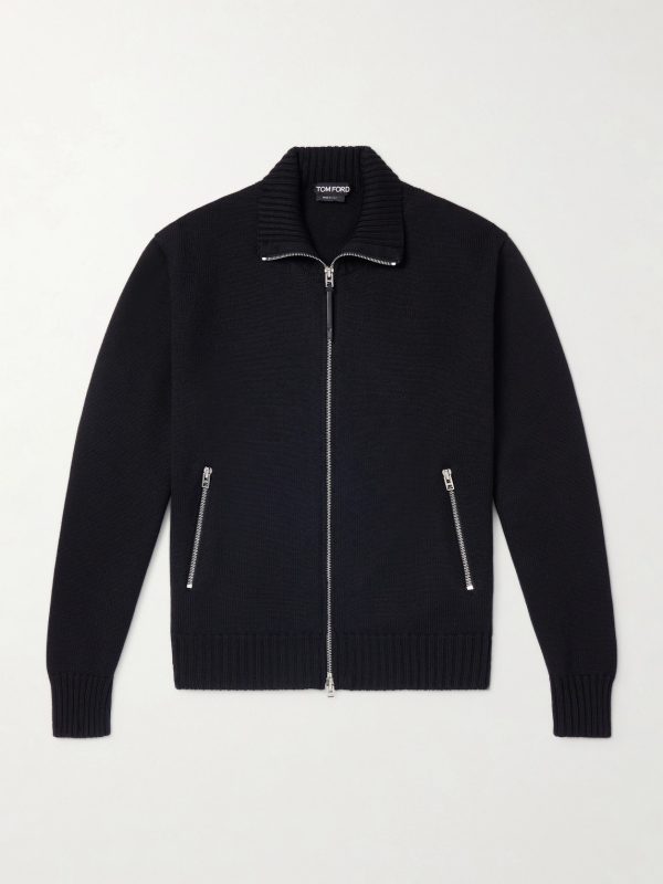 Leather-Trimmed Merino Wool Cardigan Leather-Trimmed Merino Wool Cardigan