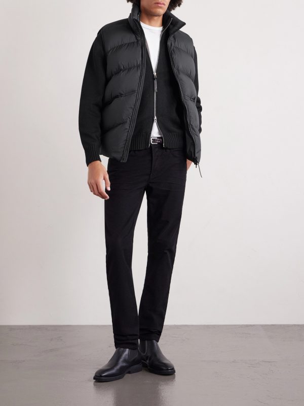 Leather-Trimmed Merino Wool Cardigan - OU Leather-Trimmed Merino Wool Cardigan - OU