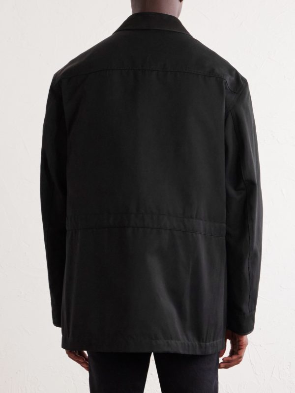 Suede-Trimmed Cotton-Blend Twill Jacket - BK Suede-Trimmed Cotton-Blend Twill Jacket - BK