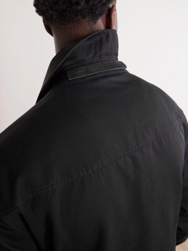 Suede-Trimmed Cotton-Blend Twill Jacket - E1 Suede-Trimmed Cotton-Blend Twill Jacket - E1