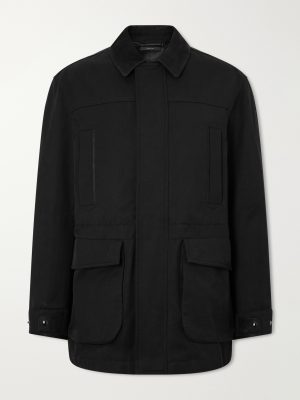 Suede-Trimmed Cotton-Blend Twill Jacket Suede-Trimmed Cotton-Blend Twill Jacket