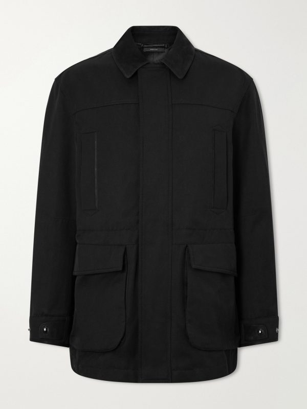 Suede-Trimmed Cotton-Blend Twill Jacket Suede-Trimmed Cotton-Blend Twill Jacket