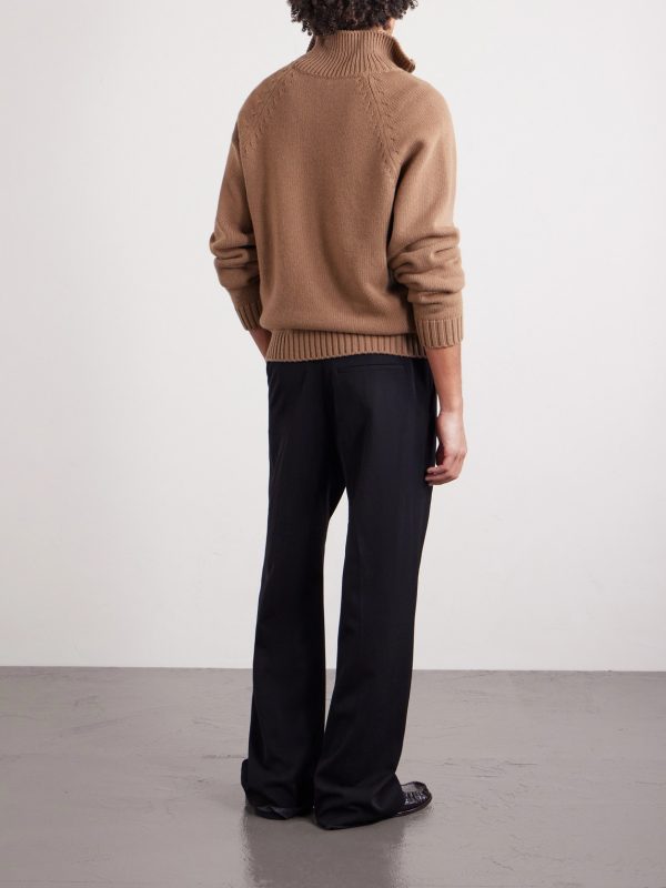 Wool and Cashmere-Blend Half-Zip Sweater - BK Wool and Cashmere-Blend Half-Zip Sweater - BK