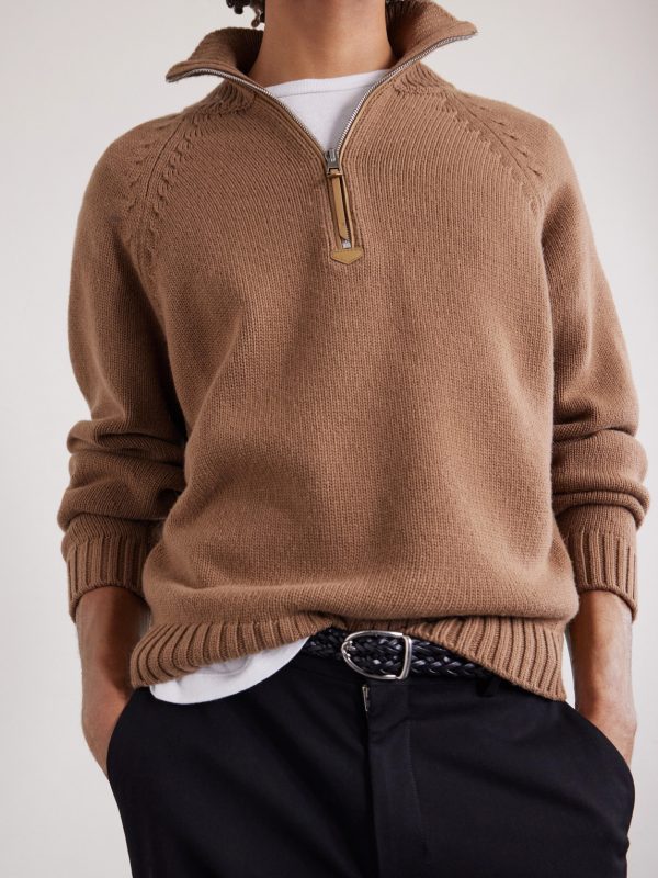 Wool and Cashmere-Blend Half-Zip Sweater - E1 Wool and Cashmere-Blend Half-Zip Sweater - E1