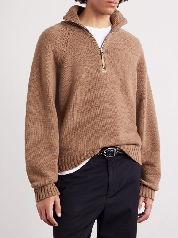Wool and Cashmere-Blend Half-Zip Sweater - FR Wool and Cashmere-Blend Half-Zip Sweater - FR