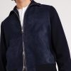 Slim-Fit Merino Wool-Blend and Suede Bomber Jacket - E1 Slim-Fit Merino Wool-Blend and Suede Bomber Jacket - E1