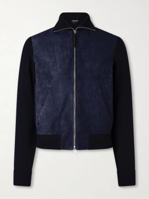 Slim-Fit Merino Wool-Blend and Suede Bomber Jacket