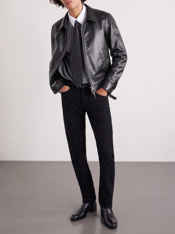 Slim-Fit Leather Jacket - OU