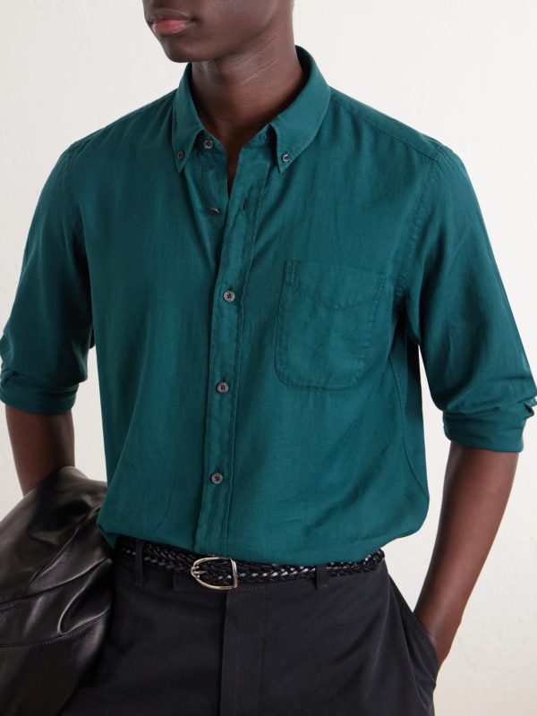Washed Cotton and Cashmere-Blend Twill Shirt - CU Washed Cotton and Cashmere-Blend Twill Shirt - CU