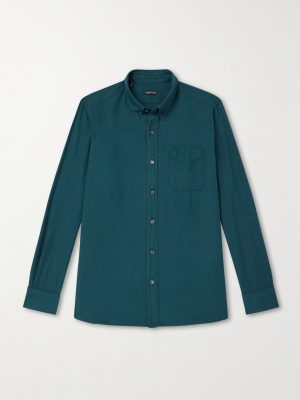 Washed Cotton and Cashmere-Blend Twill Shirt Washed Cotton and Cashmere-Blend Twill Shirt