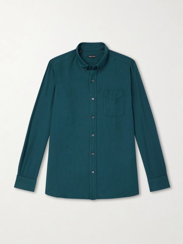 Washed Cotton and Cashmere-Blend Twill Shirt Washed Cotton and Cashmere-Blend Twill Shirt