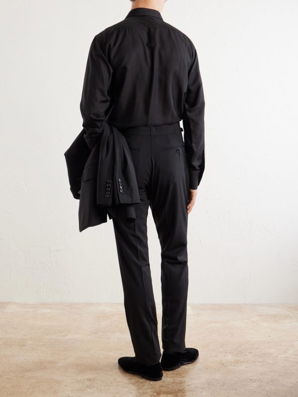 Shelton Straight-Leg Stretch-Wool Trousers - BK Shelton Straight-Leg Stretch-Wool Trousers - BK