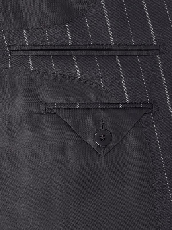 Atticus Slim-Fit Double-Breasted Striped Wool-Twill Suit Jacket - E1 Atticus Slim-Fit Double-Breasted Striped Wool-Twill Suit Jacket - E1