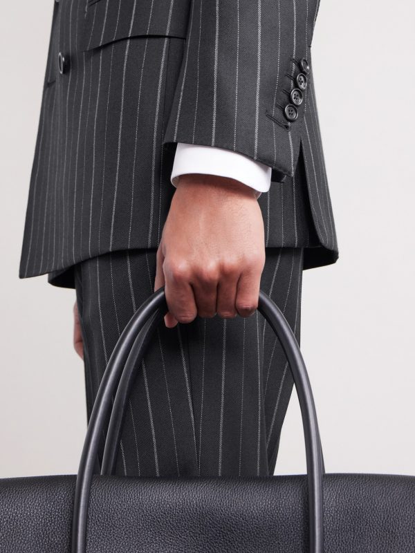 Atticus Slim-Fit Double-Breasted Striped Wool-Twill Suit Jacket - E2 Atticus Slim-Fit Double-Breasted Striped Wool-Twill Suit Jacket - E2
