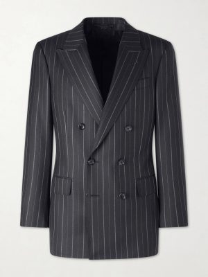 Atticus Slim-Fit Double-Breasted Striped Wool-Twill Suit Jacket