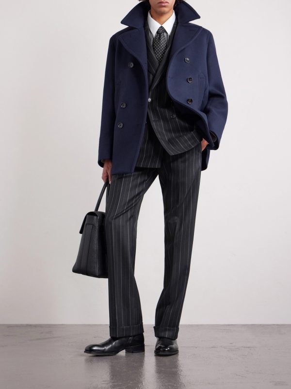 Atticus Slim-Fit Double-Breasted Striped Wool-Twill Suit Jacket - OU Atticus Slim-Fit Double-Breasted Striped Wool-Twill Suit Jacket - OU