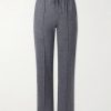 Straight-Leg Herringbone Cotton, Wool and Silk-Blend Drawstring Trousers