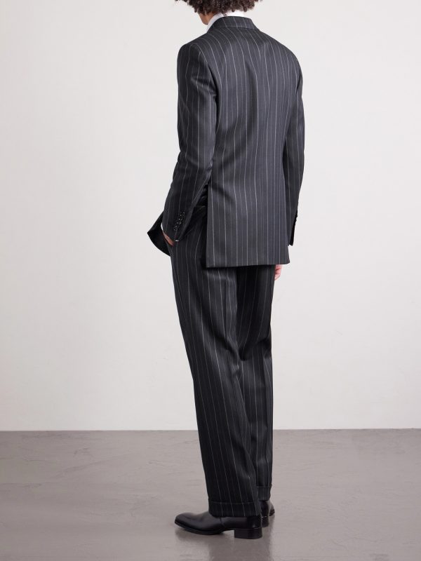 Straight-Leg Pinstriped Wool-Twill Suit Trousers - BK Straight-Leg Pinstriped Wool-Twill Suit Trousers - BK