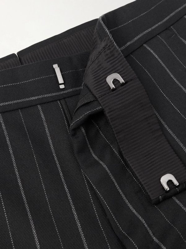 Straight-Leg Pinstriped Wool-Twill Suit Trousers - E1 Straight-Leg Pinstriped Wool-Twill Suit Trousers - E1