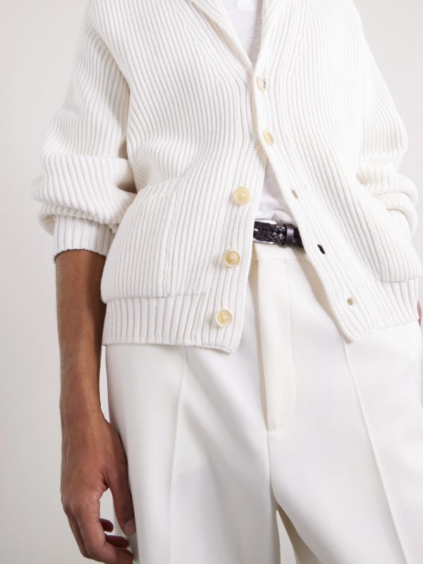 Ribbed Cashmere and Cotton-Blend Cardigan - FR