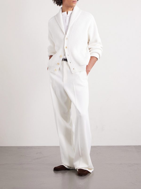 Ribbed Cashmere and Cotton-Blend Cardigan - OU