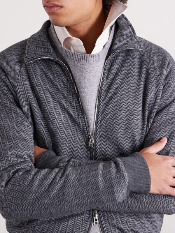 Herringbone Cotton, Wool and Silk-Blend Jacket - CU Herringbone Cotton, Wool and Silk-Blend Jacket - CU