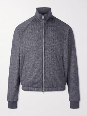 Herringbone Cotton, Wool and Silk-Blend Jacket Herringbone Cotton, Wool and Silk-Blend Jacket