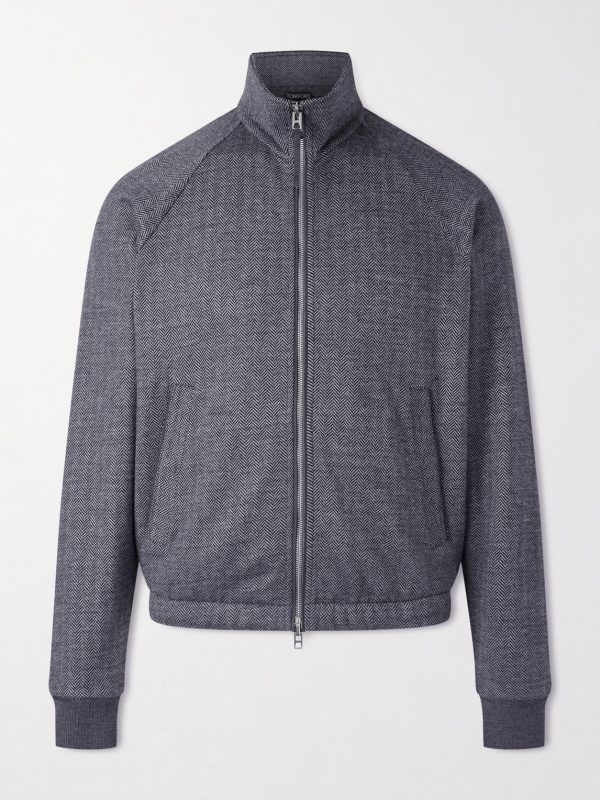Herringbone Cotton, Wool and Silk-Blend Jacket Herringbone Cotton, Wool and Silk-Blend Jacket
