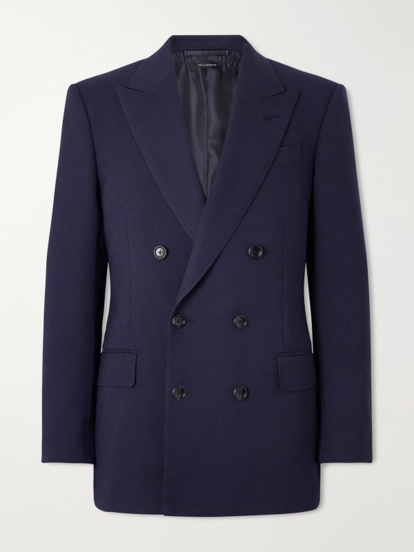 Atticus Double-Breasted Wool and Mohair-Blend Blazer