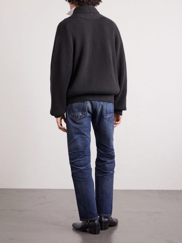 Double-Breasted Ribbed Cashmere and Wool-Blend Cardigan - BK