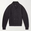 Double-Breasted Ribbed Cashmere and Wool-Blend Cardigan