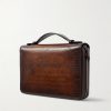 Itauba Wide Leather Messenger Bag - BK