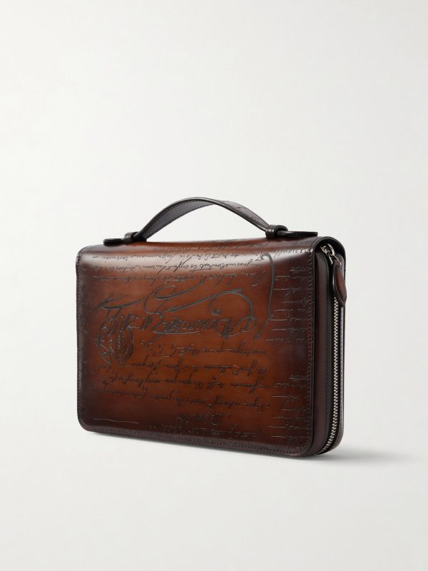 Itauba Wide Leather Messenger Bag - BK
