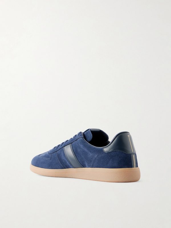 Leather-Trimmed Suede Sneakers - BK Leather-Trimmed Suede Sneakers - BK