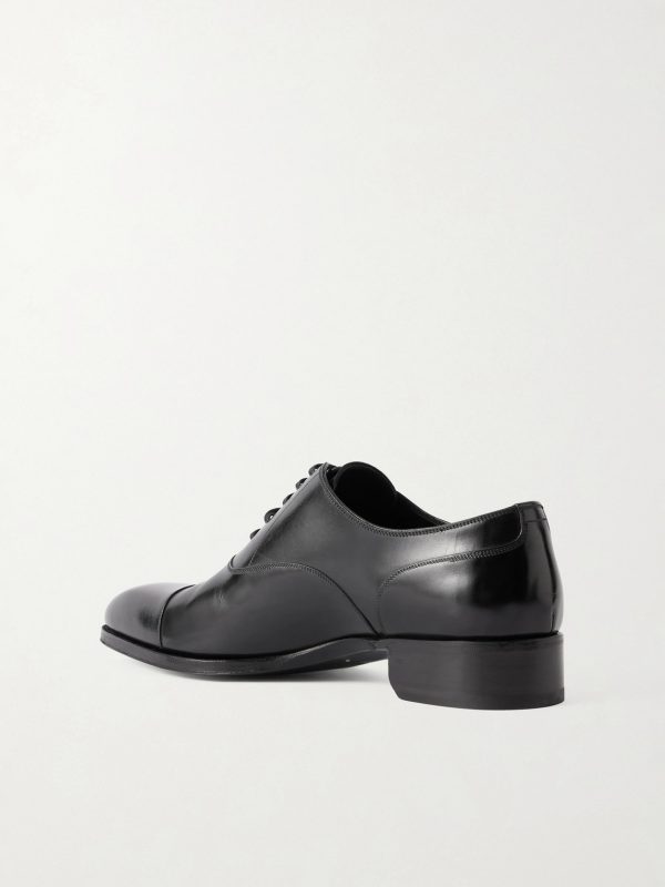 Elkan Burnished-Leather Oxford Shoes - BK