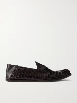Sebastian Croc-Effect Leather Loafers
