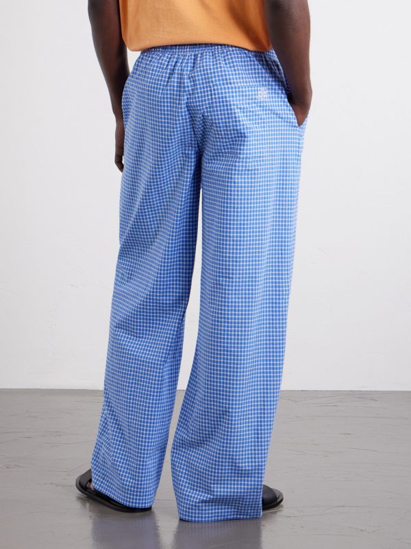 + Paula's Ibiza Straight-Leg Anagram-Embroidered Checked Cotton-Poplin Trousers - BK