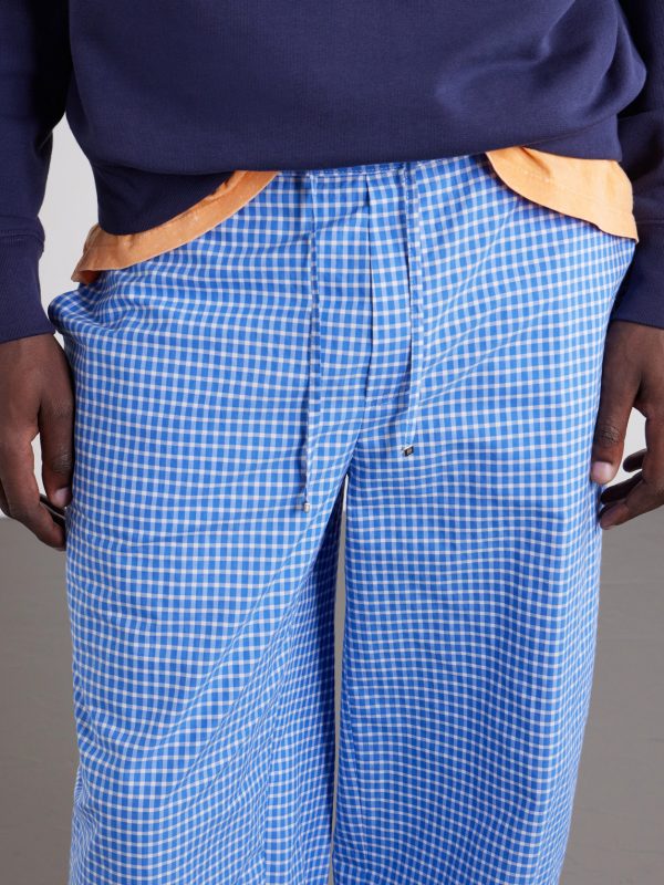 + Paula's Ibiza Straight-Leg Anagram-Embroidered Checked Cotton-Poplin Trousers - CU