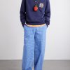 + Paula's Ibiza Straight-Leg Anagram-Embroidered Checked Cotton-Poplin Trousers - OU