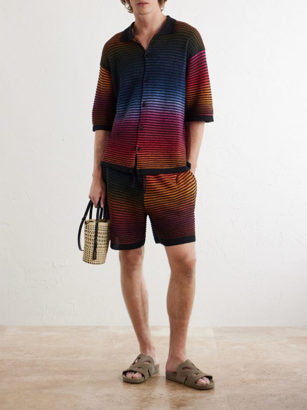 + Paula's Ibiza Straight-Leg Striped Cotton-Blend Shorts - OU + Paula's Ibiza Straight-Leg Striped Cotton-Blend Shorts - OU