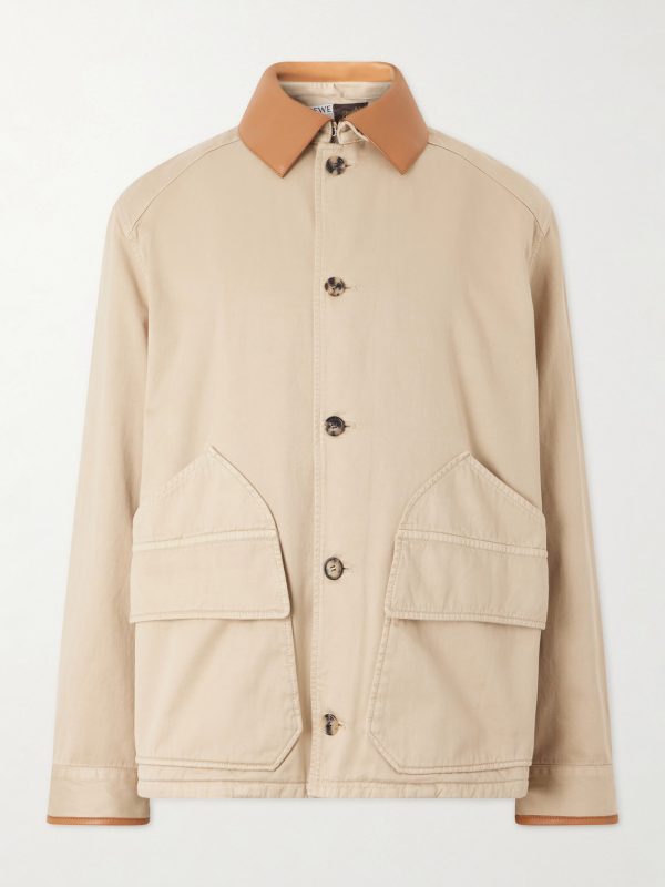 + Paula's Ibiza Leather-Trimmed Cotton-Twill Blouson Jacket