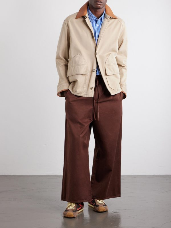 + Paula's Ibiza Leather-Trimmed Cotton-Twill Blouson Jacket - OU