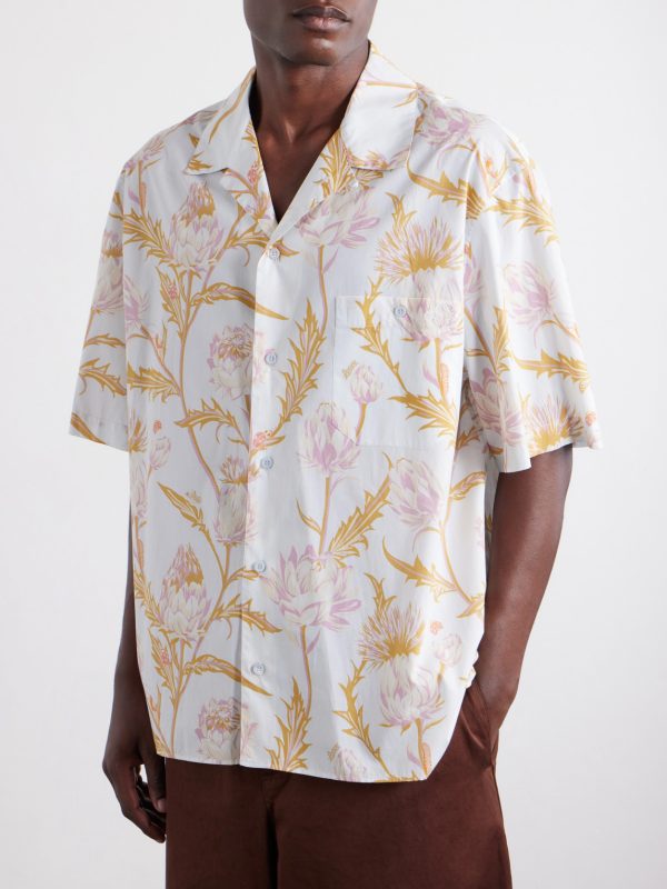 + Paula's Ibiza Anagram-Embroidered Camp-Collar Printed Cotton Shirt - FR