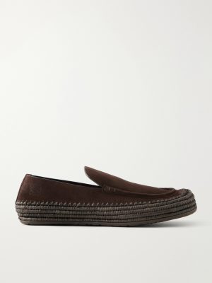 + Paula's Ibiza Rio Raffia-Trimmed Suede Loafers + Paula's Ibiza Rio Raffia-Trimmed Suede Loafers